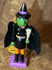 HALLOWEEN WITCH NUTCRACKER~8.5 Wooden Decoration~New*Broom