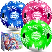 ZIZZ Snow Tubes for Kids Adult -36'' Heavy Duty Inflatable Snow Sleds for Toddle
