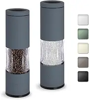 Salt and Pepper Grinder Set with Adjustable Coarseness | Manual Pepper Mill Grinder with Refillable Design | Ceramic Core | Kitchen Essential (2 Packs, Blue-Grey)