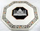 24" Pietra Dura Coffee Table Top White Marble Centertop Hallway Furniture Decor