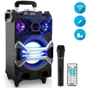 Pyle-PRO PORTABLE BLUETOOTH KARAOKE SPEAKER SYS Flashing DJ Lights PWMA325BT
