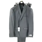 Needle & Stitch Light Gray Suit Men's 2 Piece Slim Fit Flat Front Pants Size 46R