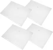 SECFOU 4Pcs File Storage Bags Transparent Document Envelopes with Sticker Button Closure Plastic File Pockets for Organizing Papers for Office and Classroom Use