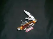 Schrade 33OT Knife 1970's Old Timer Middleman 3-5/16" Delrin Handles 1095 HC BLD