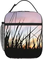 Red Poppy in Bloom Lunch Bag For Women Men Reusable Lunch Box Portable Lunch Tote Bag Insulated Lunchbox for Work Office Travel Picnic