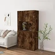 Highboard Smoked Oak Engineered Wood Cabinet | Stylish Space-Saving Storage Solution | Dimensions 80 x 33 x 70 cm | Durable & Moisture Resistant | Modern Home Furniture for Living Room & More