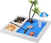 KOMBIUDA Tabletop Zen Garden Beach Japanese Mini Sandbox Desktop Ornament Micro Landscape Decor for Home or Office