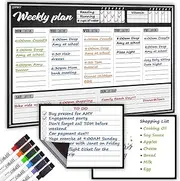 JJPRO Magnetic Dry Erase Weekly Calendar Whiteboard for Refrigerator-One Weekly Planner Whiteboard and Two Notes Boards Set for Fridge-Refrigerator Organizer with Weekly Planning Boards