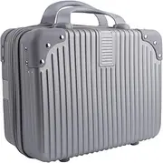 [Framendino] Portable Hard Shell Cosmetic Suitcase Makeup Travel Case, Silver, 1 Pack