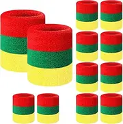Geyoga 12 Pack Juneteenth Wristbands Sweatbands Bulk Juneteenth Bracelets Sweat Bands Men Women Green Black Red Wristbands for African Afro-American Festival Gifts