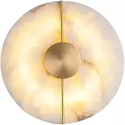 YPDTSNGV Modern Simple Marble Round Wall Light, 12 W LED Light Source Porch Farmhouse Lighting Fixture, Nordic Bedroom Bedside Brass Wall Sconce, for Bedroom Living Room Study Room Wall Mounted Lamp