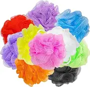 10 Pack Bath Loofah Sponges,Mesh Shower Pouf Balls,Exfoliating Scrubber for Kids Women Men Body Wash,Random Color