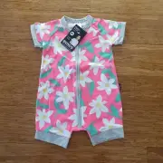 Bonds Baby Hot Pink Daisy Zip Romper Wondersuit Size 0 BNWT