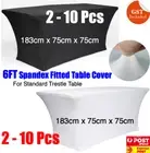 6FT Fitted Table Cloth Cover Spandex White Black Wedding Trestle Table x 1