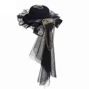 Top Hat Steampunk Gear Gothic Retro Headdress Halloween Women Lace Ruffle for Head Fedora Hat Magician Cap Stage Perform Multicolor