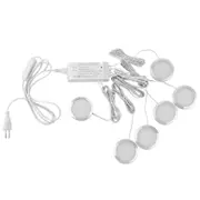 6PCS Under Cabinet Light Kitchen Lights 12V 2.5W Dimmable Light Kit with Switch Showcase Lamp, EU Plug Warm White as shown