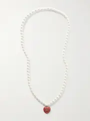 [Valentino Garavani] Valentino Garavani - Gold-tone, Faux Pearl And Enamel Necklace - White - One size One size White