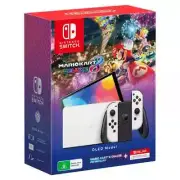 Nintendo Switch OLED Model White Console with Mario Kart 8 Deluxe and 12 Months