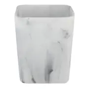 Faux Marble Wastebasket, White