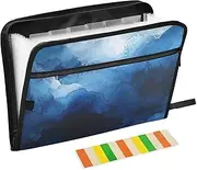 Blue Gradient Expandable Hanging File 13 Pockets A4 Letter Size File Pocket Folders with Zipper Closure File Organizer Expanding Folder for Document Storage