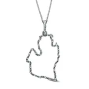 Natural Diamond Accent State of Michigan Outline Pendant in Sterling Silver