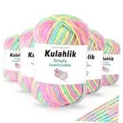 250g(5x50g) Acrylic Yarn for Crochet/Knitting, Colorful Gradient Yarn 00rainbow