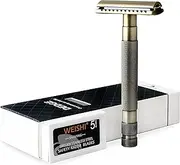 Dedge Classic Double Edge Safety Razor-Single Blade Weighted Design For Men-Reusable Razor With 5 Premium Blades-Bronze