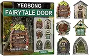 6PCS Fairy Garden Door, Miniature Gnome Fairy House Window and Door for Trees Outdoor and Kids Room Wall,Fairy Garden Accessories