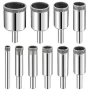 Diamond Drill Bits Set,10 PCS Diamond Hole Saw Set,Glass Drill Bit for Ceramic Tile Porcelain Marble Granite Stone Bottles