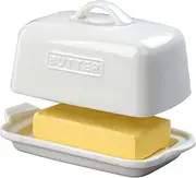 ADIVEE Porcelain Butter Dish, White Butter Keeper for Countertop, Ceramic Butter Storage, Butter Container, AU, ( Color: White )