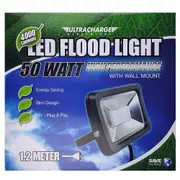Ultracharge 50W LED Floodlight Cool White Wall Mounted Outdoor Flood Light BLK