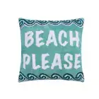 Beach Days Teal Navy White BEACH PLEASE 18 In. X 18 In. Throw Pillow