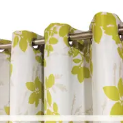 Single Panel Eyelet Block Out Curtain Green Leave
