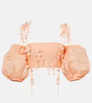 [Zimmermann] Zimmermann Dawning linen and silk crop top AU 8 pink