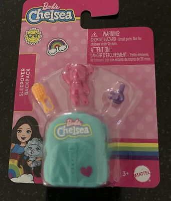 Barbie Chelsea Sleepover Backpack Aqua & Teddy Doll Accessories NIP