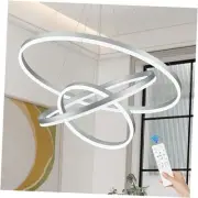 D31.5 3 Rings Modern LED Chandelier Silver Dimmable LED Pendant Light with
