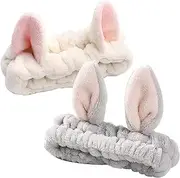 TRADERPLUS Face Wash Headband Cat & Bunny Ears Spa Facial Headband Cute Make Up Plush Hairband for Washing Face, Makeup, Shower, Bath