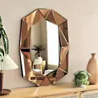 NNEOBA Decorative Wall Mirror Oval Diamond Shaped Large Silver Vanity with Brown