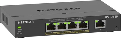 NETGEAR GS305EP 5-Port Gigabit PoE+ Managed Switch | L2/L3 | 63W | Fanless Metal