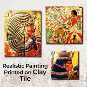 Egyptian Art on Clay Tile – Printed Pharaoh wall decor & Table decor Handcrafted