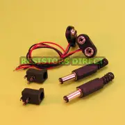 2 DIY Kits 9V Battery Clip to 2.1mm x 5.5mm Plug & Sockets Arduino Power