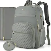 [MOMUVO] Diaper Bag Backpack, Quilted Baby Bag with Changing Pad & Stroller Straps & Pacifier Case, Large Travel Diaper Bags