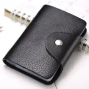 Men's New Thin Black Bifold Genuine Leather Wallet ID Credit Card Money-~