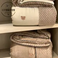 在飛比找蝦皮商城精選優惠-現貨 韓國棉被ins刺繡小熊卡通棉被 雙面暖絨安撫被 毯子 