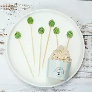 100 LEAVES SKEWERS 5" Natural Bamboo Picks Wedding Party Buffet Supplies