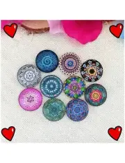 50pcs Mosaic art Round Flatback Glass Dome Cabochons, 14mm