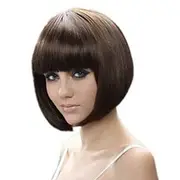 Synthetic Wig Straight Bob Neat Bang Machine Made Wig Short Brown Synthetic Hair 13 inch Women's Best Quality Brown / Daily Wear