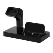 2 in 1 Multifunction Aluminum Alloy Phone Charger Dock Stand Holder Desktop Mount for iPhone iWatch BLACK COLOR