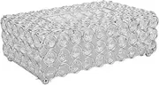 QANYEGN Crystal Rectangular Tissue Box, Crystal Decorative Tissue Box Holder, Toliet Paper Box for Bathroom Vanity Night Stand Table (Silver)