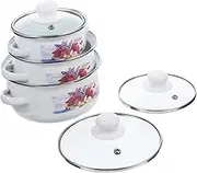 CRILSTYLEO 3pcs Soup Pot Multifunctional Stock Pot with Double Handles Kitchen Cooking Essentials for Stews Soups and Milk Floral Design